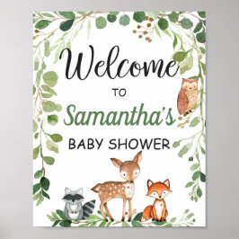 Welkomstteken van Baby shower Woodland Animals Poster