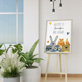 Welkomstteken van Baby shower Woodland Animals Poster