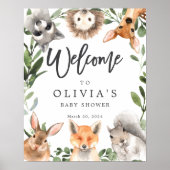 Welkomstteken van Baby shower Woodland Animals Poster (Voorkant)