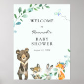 Welkomstteken van Baby shower Woodland Animals Poster (Voorkant)
