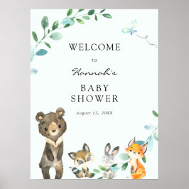 Welkomstteken van Baby shower Woodland Animals Poster