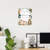 Welkomstteken van Baby shower Woodland Animals Poster (Thuiskantoor)