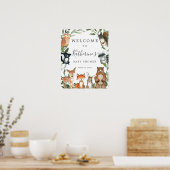 Welkomstteken van Baby shower Woodland Animals Poster (Keuken)