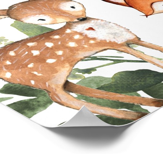 Welkomstteken van Baby shower Woodland Animals Poster (Hoek)