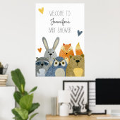 Welkomstteken van Baby shower Woodland Animals Poster (Thuiskantoor)