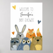 Welkomstteken van Baby shower Woodland Animals Poster (Voorkant)
