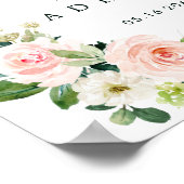 Welkomstteken van Blush Pink Bloom Weddenschap Poster (Hoek)