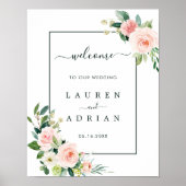 Welkomstteken van Blush Pink Bloom Weddenschap Poster (Voorkant)