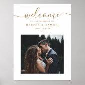 Welkomstteken van Chic Gold Script Photo Weduwen Poster (Voorkant)
