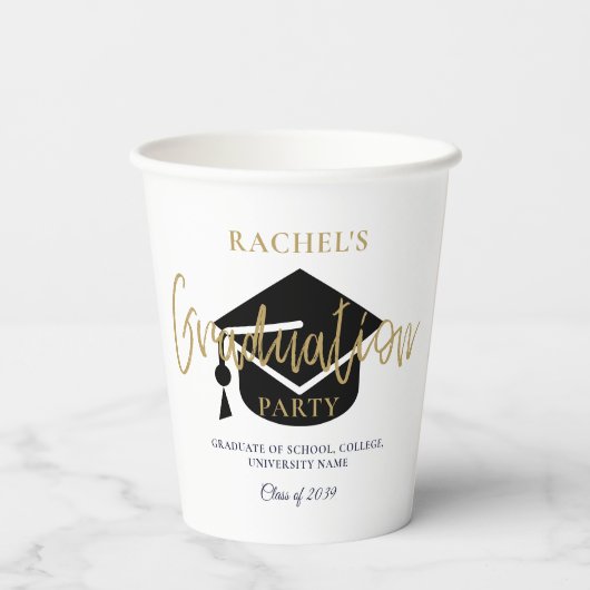 Welkomstteken van de moderne Gold Script GraduPart Papieren Bekers (Achterkant)