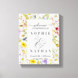 Welkomstteken van de zomer van de Wildflower Beige Canvas Afdruk