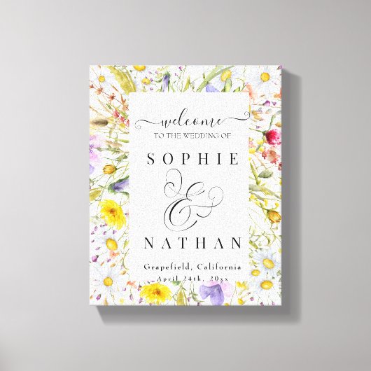 Welkomstteken van de zomer van de Wildflower Beige Canvas Afdruk (Voorkant)