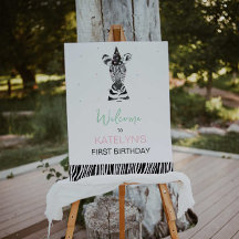 Welkomstteken van dierenfeest zebra