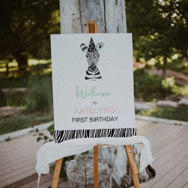 Welkomstteken van dierenfeest zebra poster