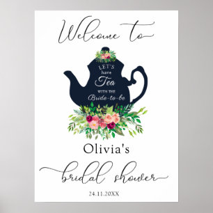Welkomstteken van Floral Tea Party Vrijgezellenfee Poster
