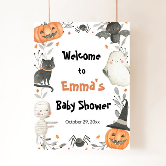 Welkomstteken van Halloween Little Boo Baby shower Perfect Poster