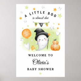 Welkomstteken van Halloween Little Boo Baby shower Poster