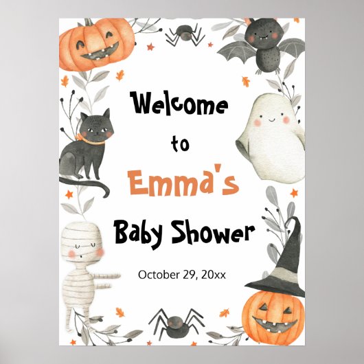 Welkomstteken van Halloween Little Boo Baby shower Poster (Voorkant)
