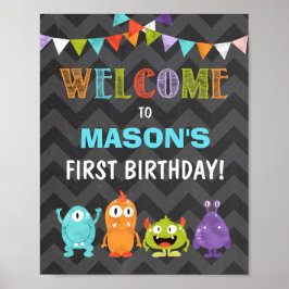 Welkomstteken van kleine monster poster