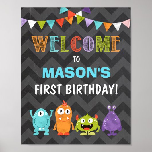 Welkomstteken van kleine monster poster (Voorkant)