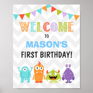 Welkomstteken van kleine monster poster