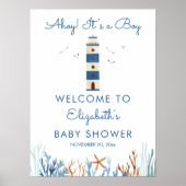 Welkomstteken van Lighthouse Boy Baby shower Poster (Voorkant)