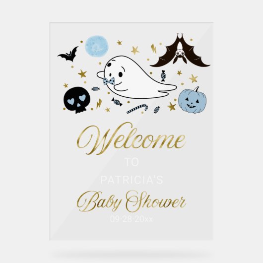 Welkomstteken van Little Boo Halloween Baby shower Acryl Bord (Voorkant)