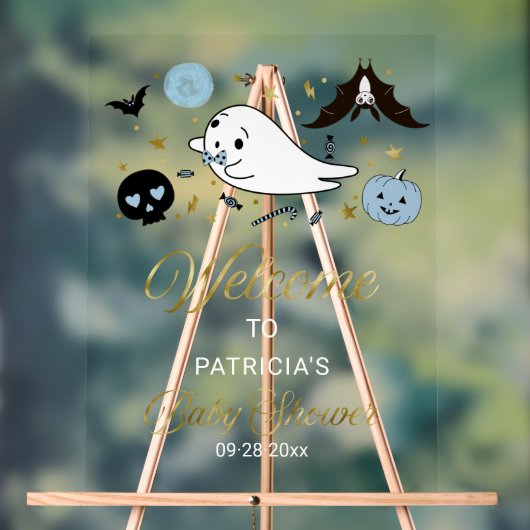 Welkomstteken van Little Boo Halloween Baby shower Acryl Bord (Neutraal)