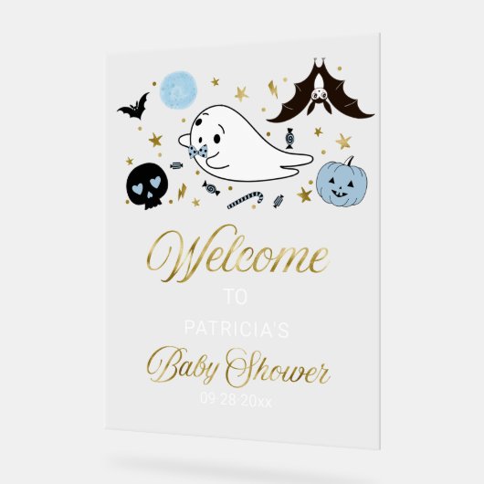 Welkomstteken van Little Boo Halloween Baby shower Acryl Bord (Hoek)