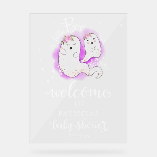 Welkomstteken van Little Boo Halloween Baby shower Acryl Bord (Voorkant)