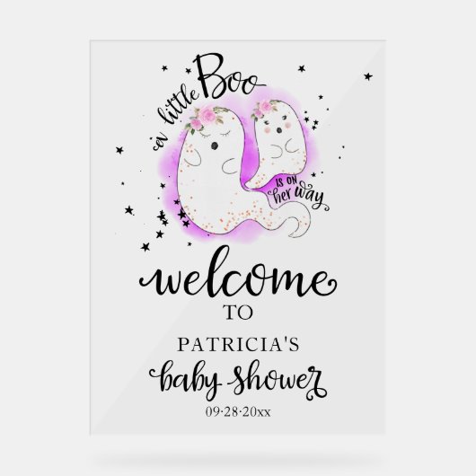 Welkomstteken van Little Boo Halloween Baby shower Acryl Bord (Voorkant)
