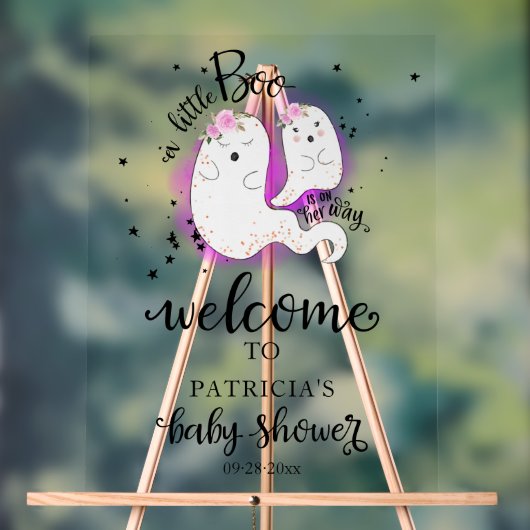 Welkomstteken van Little Boo Halloween Baby shower Acryl Bord (Neutraal)