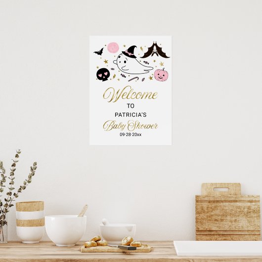 Welkomstteken van Little Boo Halloween Baby shower Poster (Keuken)