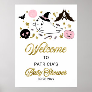 Welkomstteken van Little Boo Halloween Baby shower Poster
