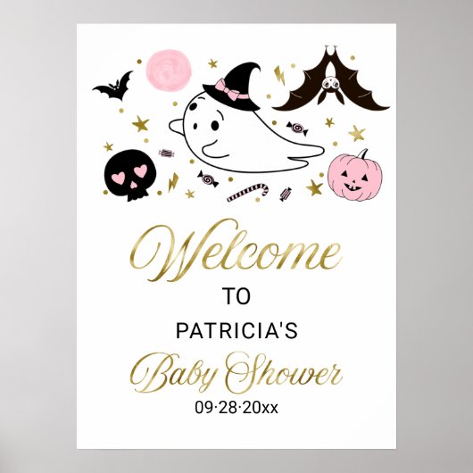 Welkomstteken van Little Boo Halloween Baby shower Poster (Voorkant)