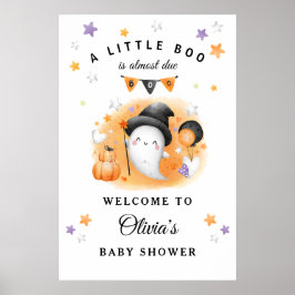 Welkomstteken van Little Boo Halloween Baby shower Poster