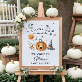 Welkomstteken van Little Boo Halloween Baby shower Poster