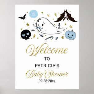 Welkomstteken van Little Boo Halloween Baby shower Poster