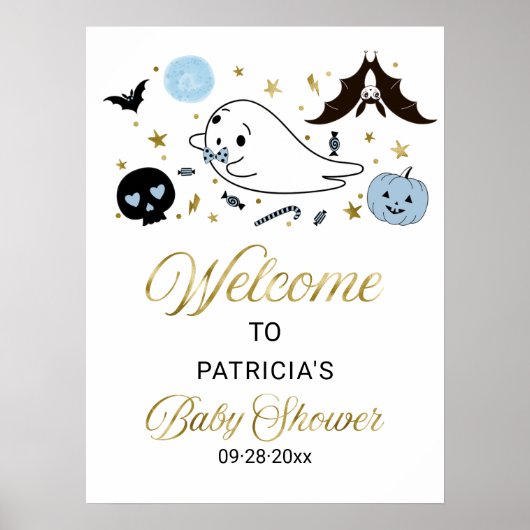 Welkomstteken van Little Boo Halloween Baby shower Poster (Voorkant)