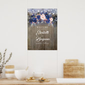 Welkomstteken van Navy Floral Wedding Poster (Keuken)