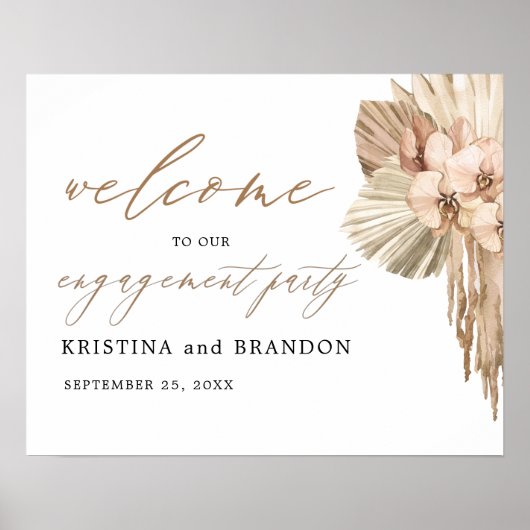 Welkomstteken van Pampas Grass Engagement Party Poster (Voorkant)