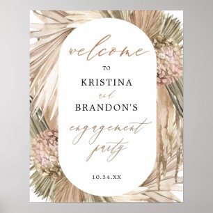 Welkomstteken van Pampas Grass Engagement Party Poster