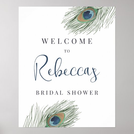 Welkomstteken van Peacock Feather Vrijgezellenfees Poster (Voorkant)