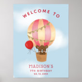 Welkomstteken van Red Hot Air Ballon Birthday Poster (Voorkant)