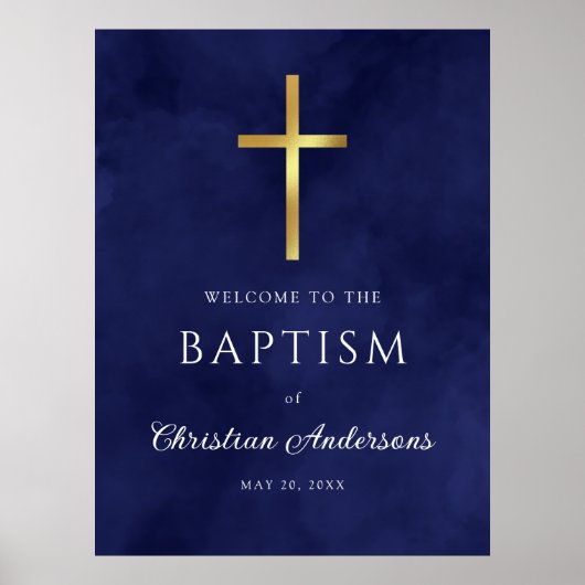 Welkomstteken van Royal Blue Baptism Boy Poster (Voorkant)