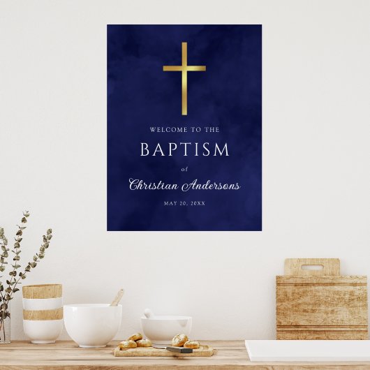 Welkomstteken van Royal Blue Baptism Boy Poster (Keuken)
