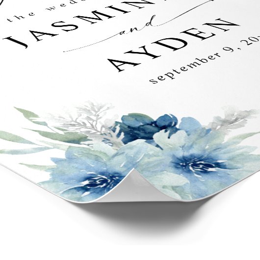 Welkomstteken van Stusty Blue Boho Floral Poster (Hoek)