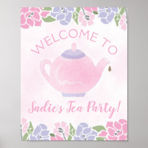 Welkomstteken van Tea Party Birthday Party Poster