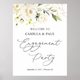 Welkomstteken van White Roses Engagement Party Poster
