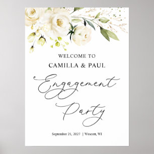 Welkomstteken van White Roses Engagement Party Poster